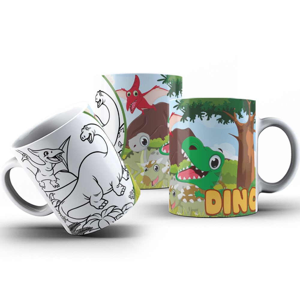 Kit Caneca para pintar Dinossauro + Jogo de Canetinhas Laváveis - Mary Pop  Personalizados - Canecas - Magazine Luiza