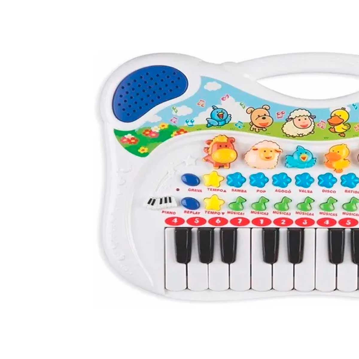 Teclado Piano Infantil Musical Bichinhos Fazendinha Sol - Ri Happy