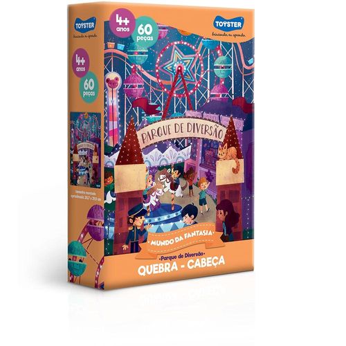 Quebra-Cabeça Educativo - 60 peças - Mundo da Fantasia - Parque de Diversão - Toyster