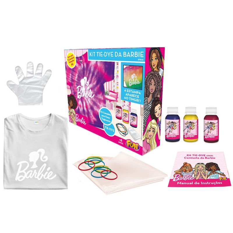 Kit Tie Dye da Barbie Camiseta Tamanho GG Fun Divirtase Ri Happy
