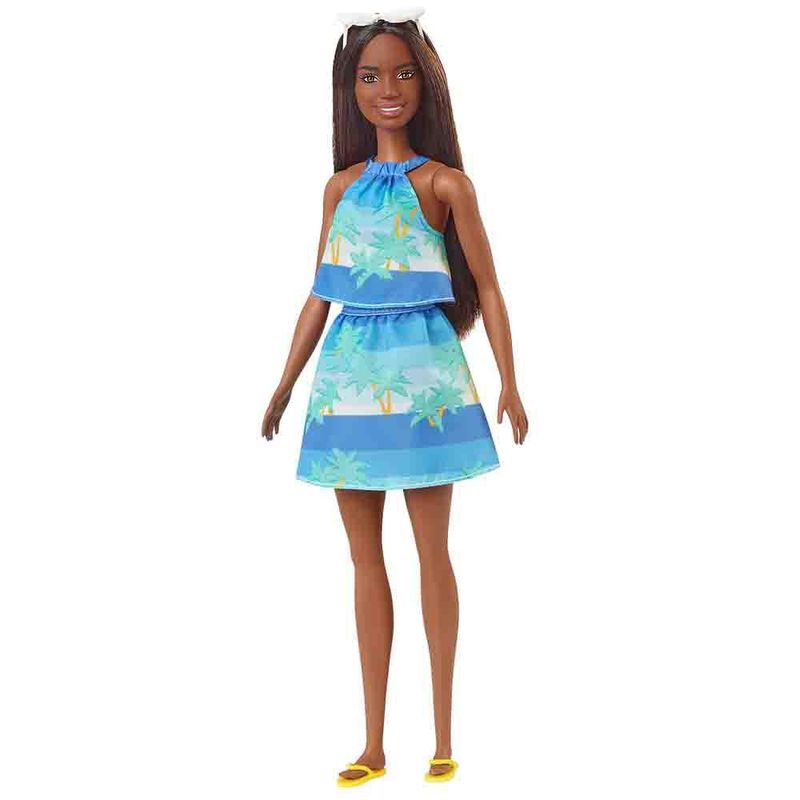 Boneca-Articulada---Barbie---Malibu-Aniversario-50-Anos---Vestido-Azul---32-cm---Mattel-0