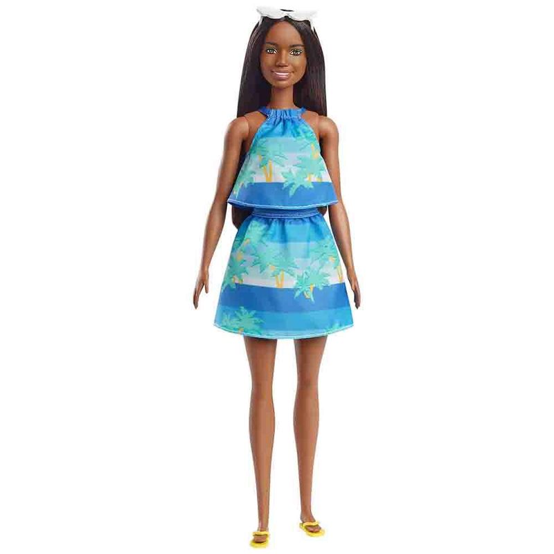 Boneca-Articulada---Barbie---Malibu-Aniversario-50-Anos---Vestido-Azul---32-cm---Mattel-1