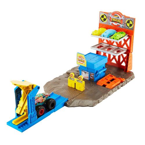 Pista - Hot Wheels - Monster Trucks - Estação de Explosão - Azul e Laranja - 25 cm - Mattel