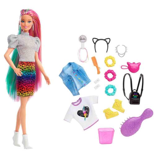 Boneca Articulada - Barbie - Penteado Arco-Íris - Animal Print Loira - 30 cm - Mattel