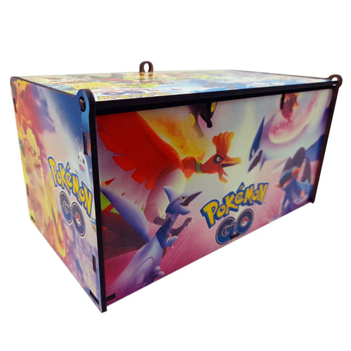 Porta Caixa Pokemon 800 Cartas Mdf cor Símbolos Coloridos