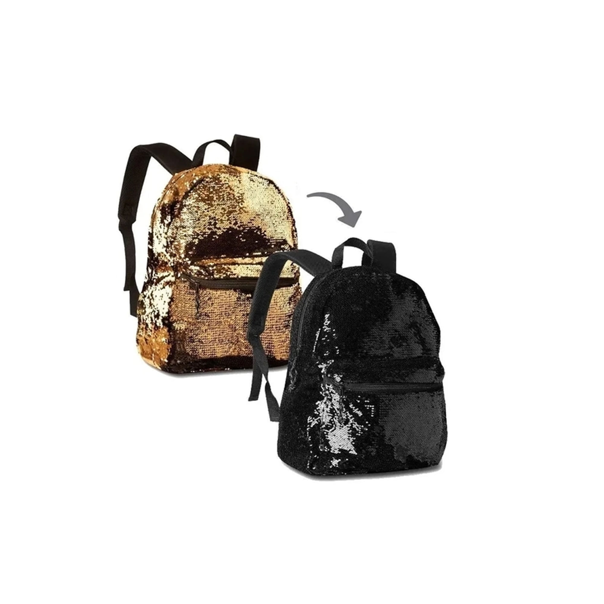 Mochila Infantil escolar para criança Feminina  com Paetê Preta Clio