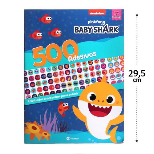 Livro De Atividades Pra Colorir Com 500 Adesivos Educativo Baby Shark