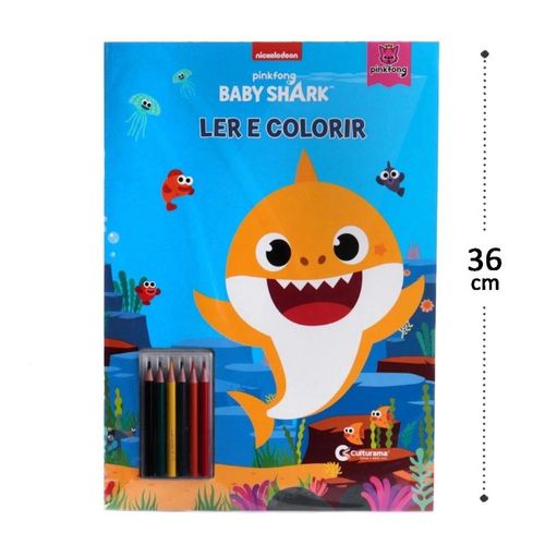 Livro De Atividades E Desenhos Com Lápis Cor - Baby Shark