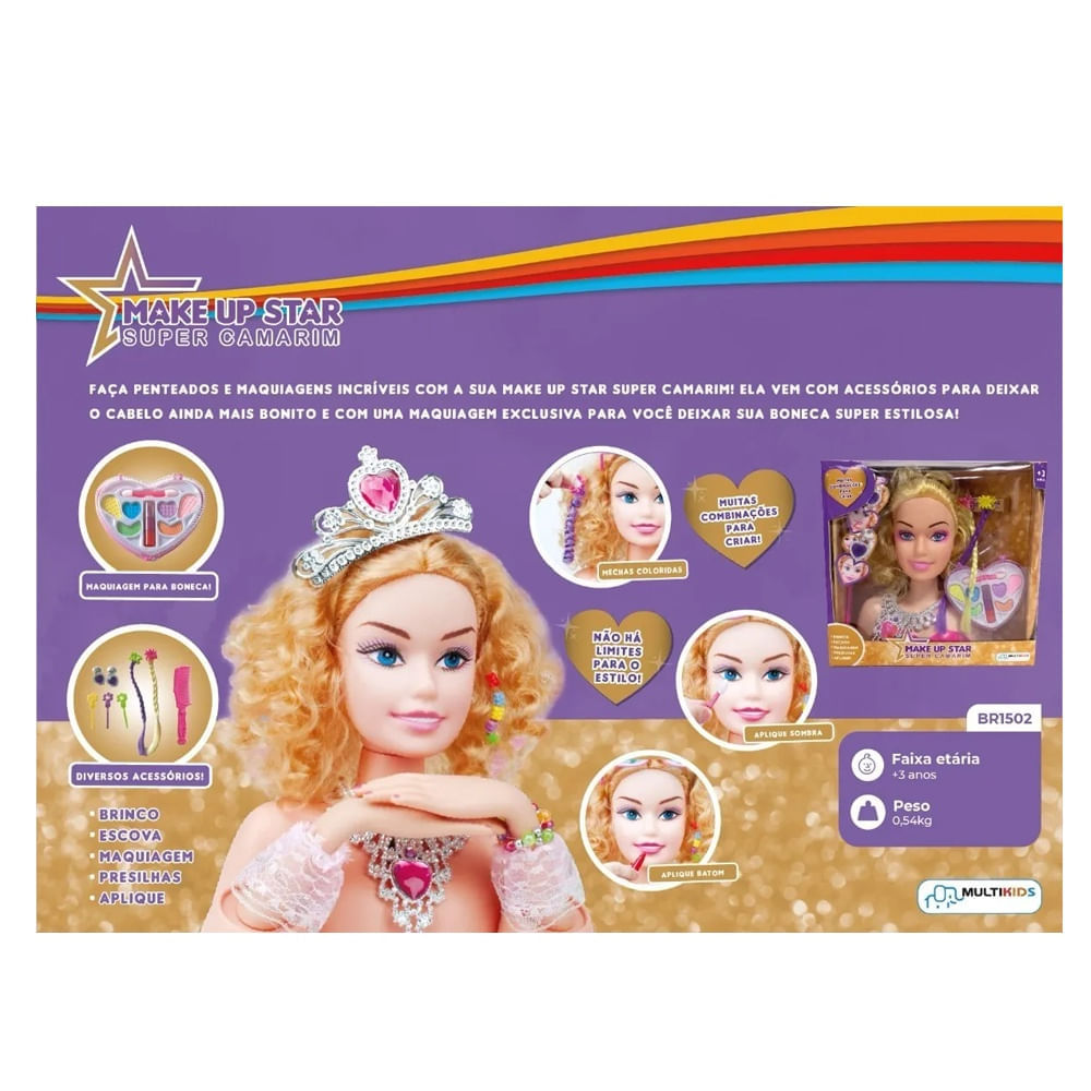 Boneca Make Up Star Super Camarim Com Maquiagem e Acessorios - Ri Happy