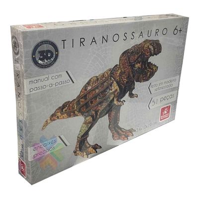 Brinquedo Pedagógico Madeira T-Rex 3D 51 Peças