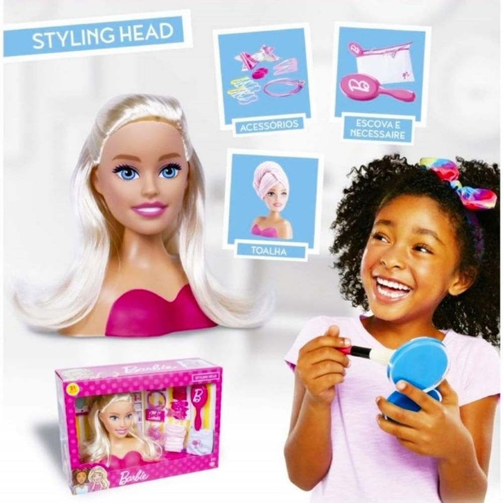 Busto De Boneca Com Acessórios - Barbie Styling Head Faces - Rosa - Pupee - Ri  Happy