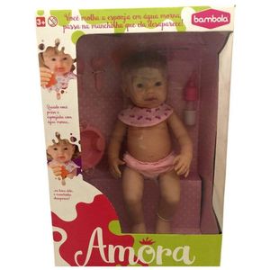 Boneca Bebê Menina Grande Amora C/ Acessórios Estilo Reborn