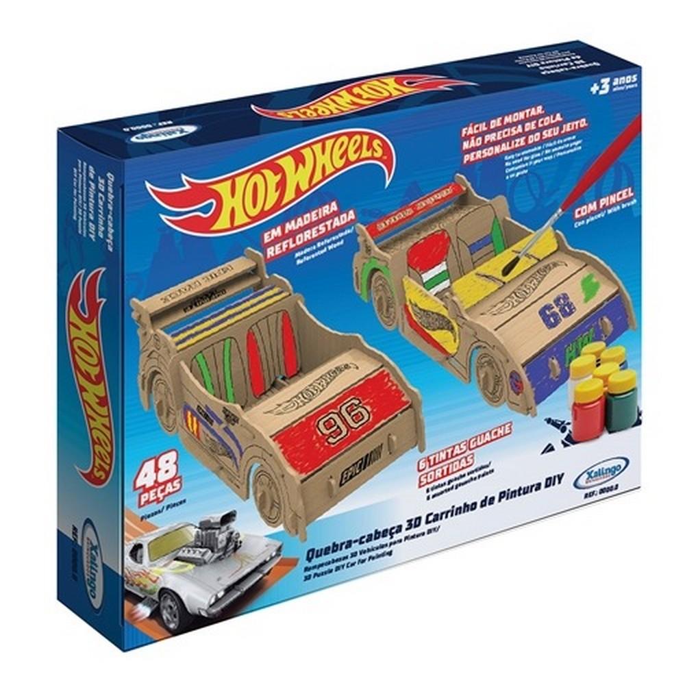 Jogo Quebra Cabeça Infantil 3d Brinquedo Carrinho Hot Wheels