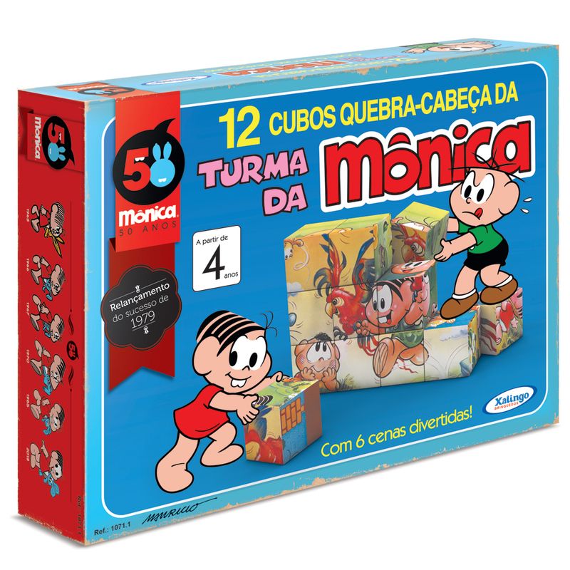 Caixa-Quebra-Cabeca-Cubos-Turma-da-Monica-50-Anos-Xalingo