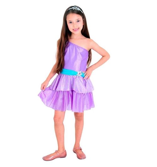 Fantasia Barbie Princesa Pop Star Infantil Pop Com Tiara