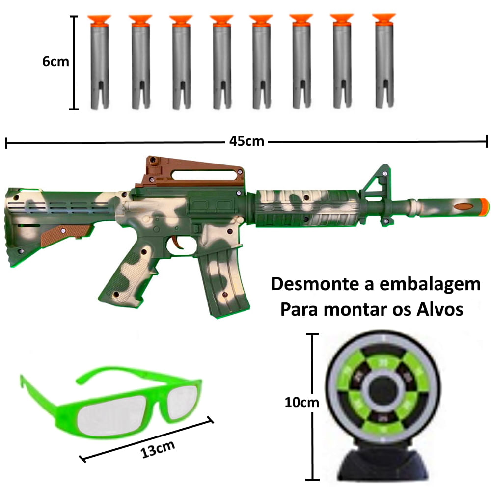 Metralhadora de Brinquedo M4 Lança Dardos com Óculos e Alvos do Tipo Nerf -  Ri Happy
