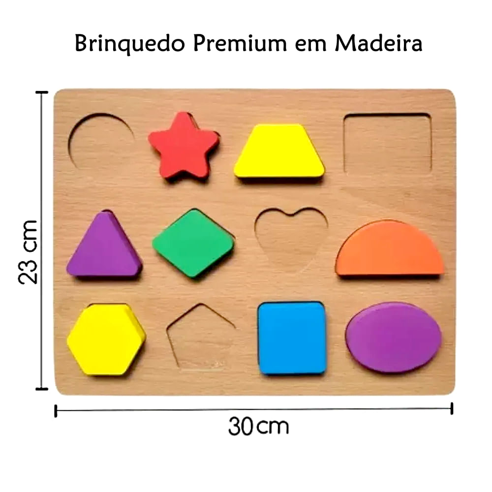 Brinquedo Educativo de Encaixar Peças Formas Geométricas em Madeira - Ri  Happy