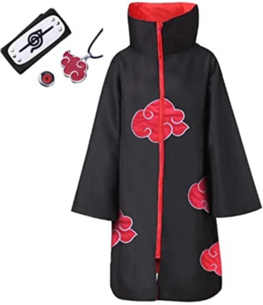 Capa Manto Akatsuki Naruto Cosplay Itachi + Bandana + Anel Tamanho