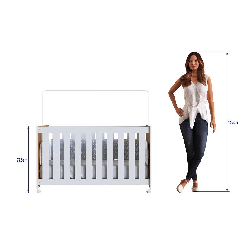 Berço Infantil Rodízio E Colchão Nogal Manchester Com Branco Lilies Móveis