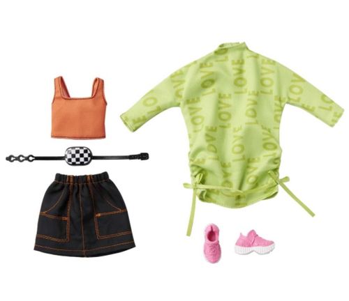 Barbie Roupas e Acessórios Vestido Moleton Verde Top e Saia - Mattel