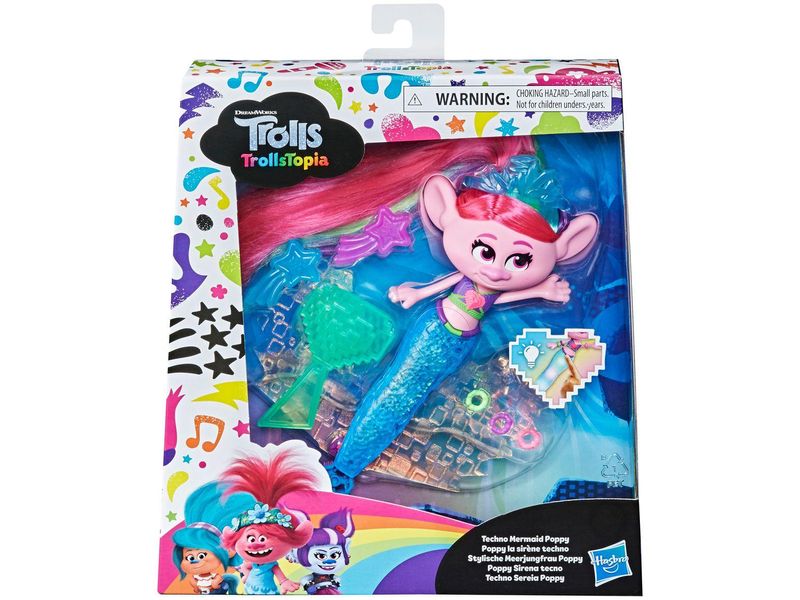 Figura Trolls Trollstopia Poppy Techno Sereia Hasbro F0307 Figura Trolls Trollstopia Poppy Techno Sereia Hasbro F0307