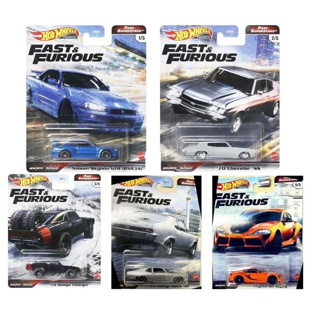 Hot Wheels - kit c/ 5 carrinhos - VELOZES E FURIOSOS - Ri Happy