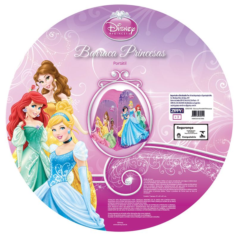 Embalagem-Barraca-Portatil-Princesas-Disney-Zippy-Toys