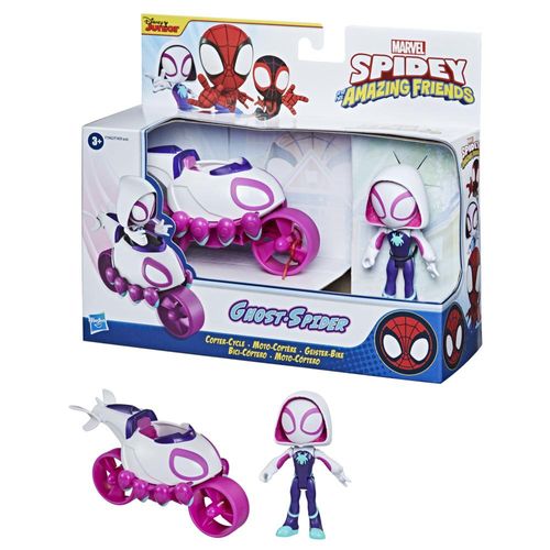 Mini Boneco e Veículo - Marvel - Spidey e Seus Amigos - Ghost Spider e Moto-Cóptero - Hasbro