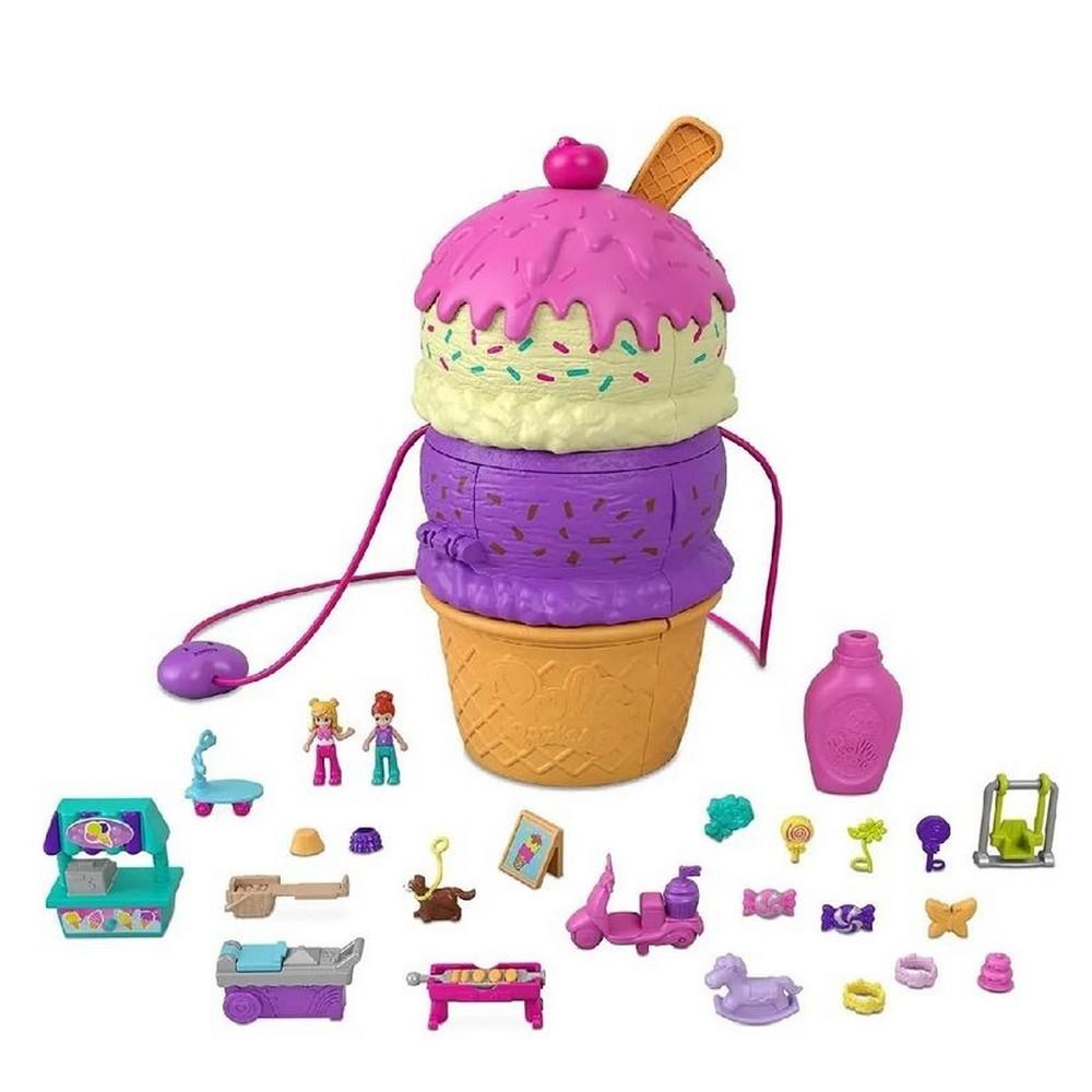 Mini Boneca - Polly Pocket - Polly com Carro de Carnaval - Carro de Sorvete  - Mattel - Ri Happy