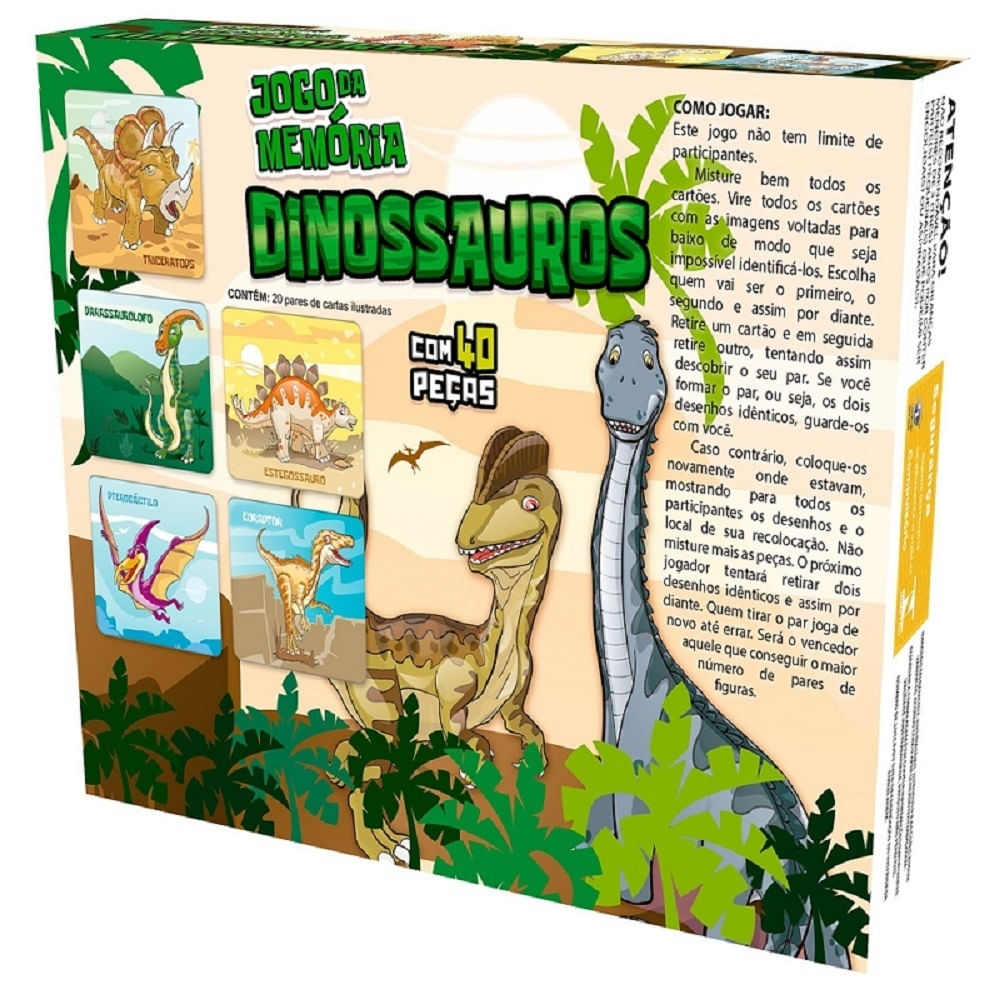 Jogo da Memória Dinossauros 40 peças - Pais&Filhos - Papelaria Mogipel