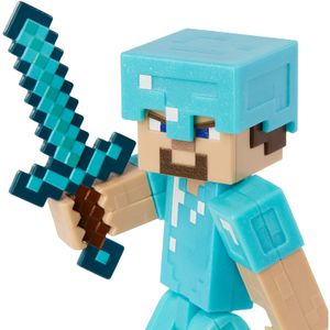 Boneco Minecraft Steve De E Cavalo Com Armadura De Diamante