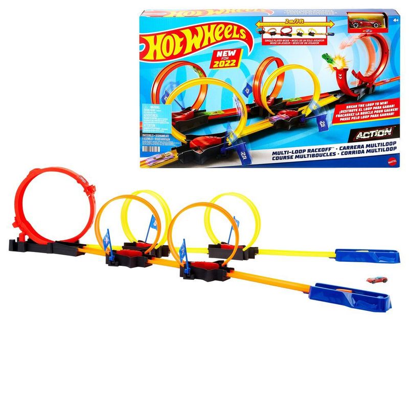 Pista-de-Percurso-e-Mini-Veiculo---Hot-Wheels---Corrida-Multiloop---Mattel-0