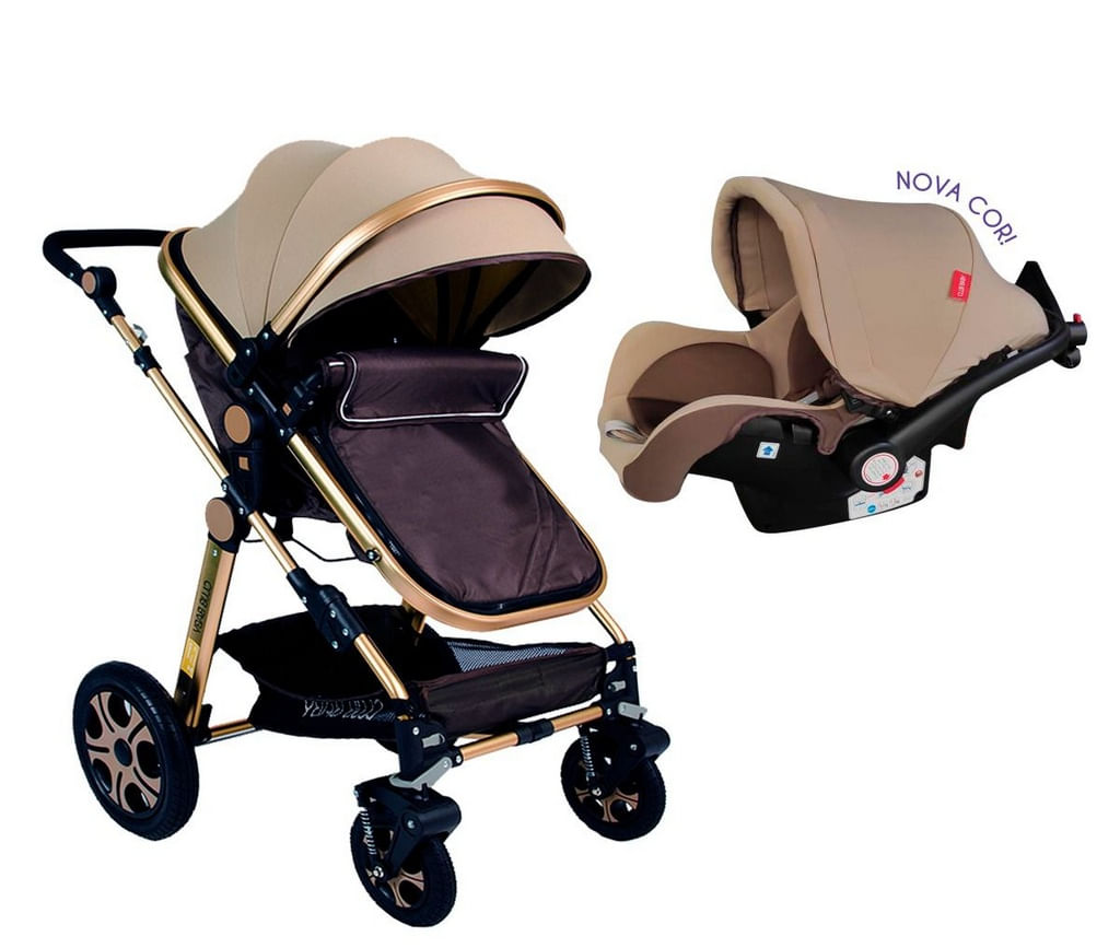 Carrinho de bebê 3 em 1 Golden Club Baby - PBKIDS Brinquedos