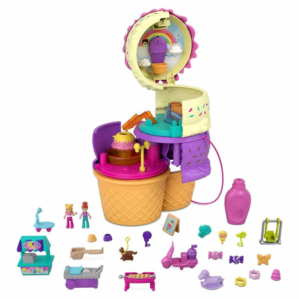 Mini Boneca - Polly Pocket - Polly com Carro de Carnaval - Carro de Sorvete  - Mattel - Ri Happy