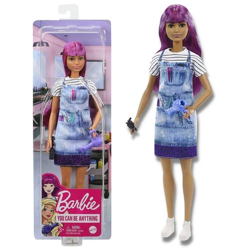 Boneca Barbie Cabelo Roxo - Profissões Cabeleireira - Mattel