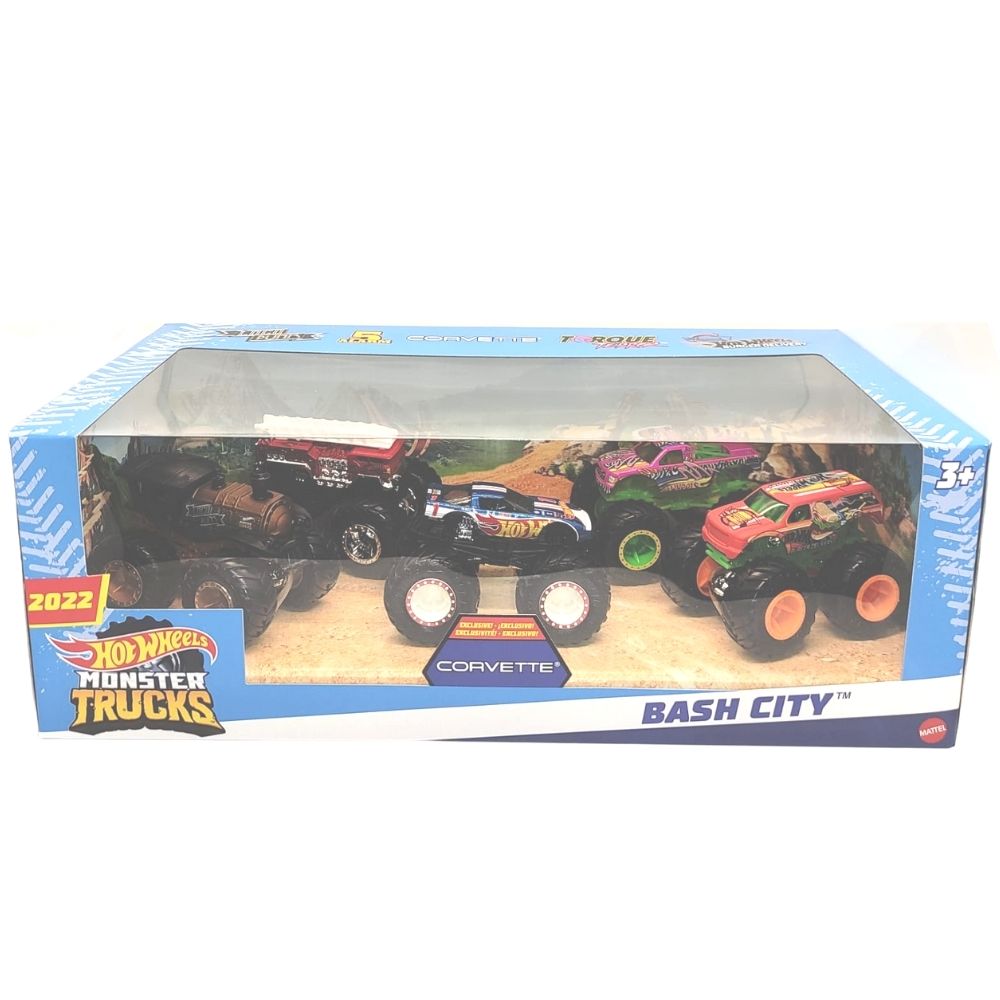 Monster Jam Pack 5 Carros - Bash City Hot Wheels - Mattel - Ri Happy