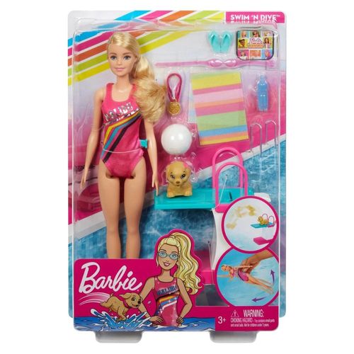 Boneca Barbie Nadadora Playset Cachorrinho - Mattel GHK23