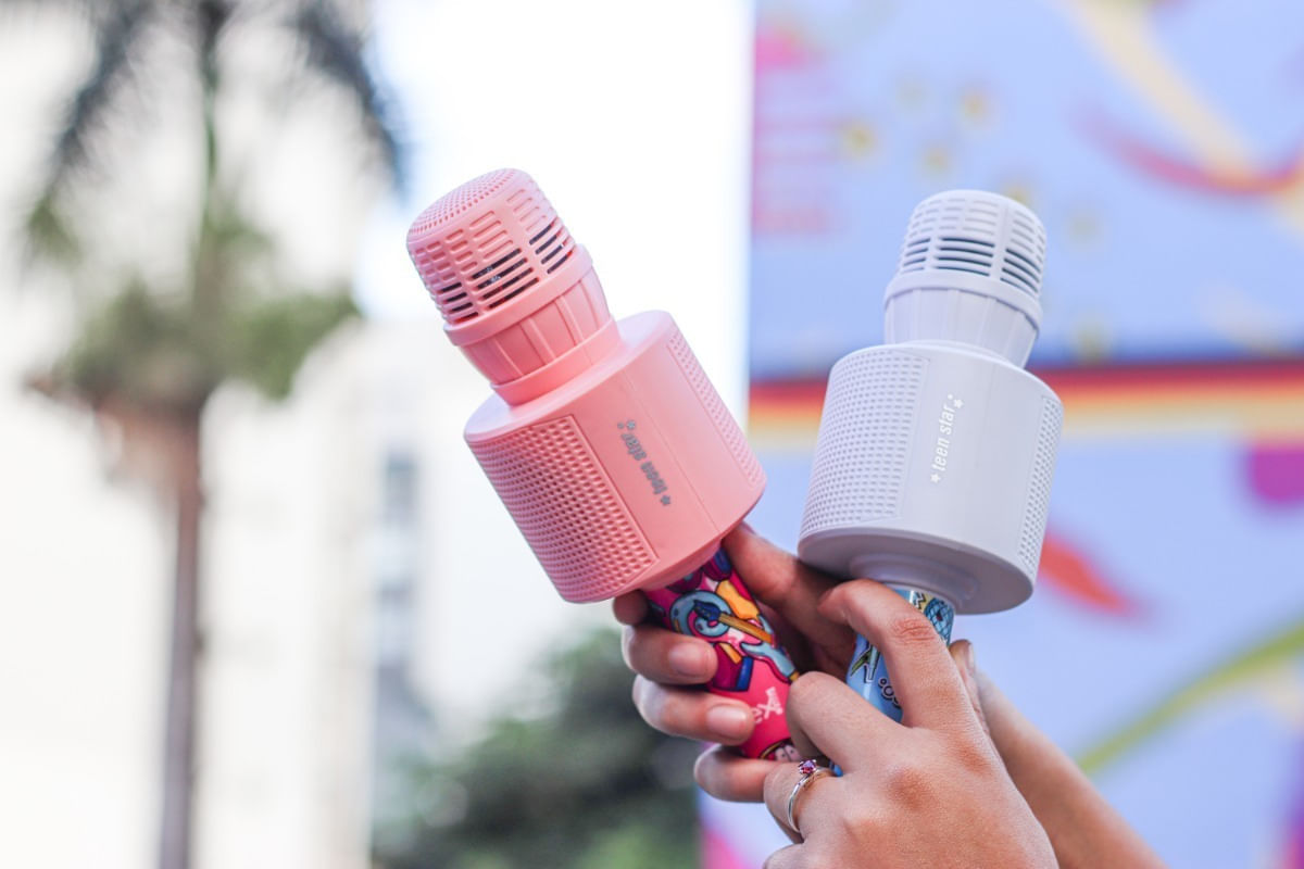 Microfone Karaokê Bluetooth Teen Star 5w Rosa Mk301 Oex - Ri Happy