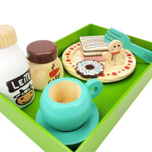 Kit de Comidinha de Brinquedo Infantil de Madeira Café 9 Pçs