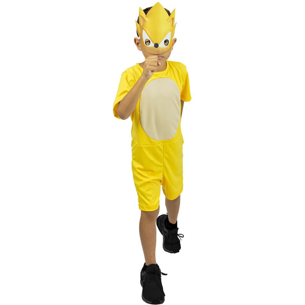 Fantasia Super Sonic Infantil Curta Amarelo Com Máscara - Ri Happy