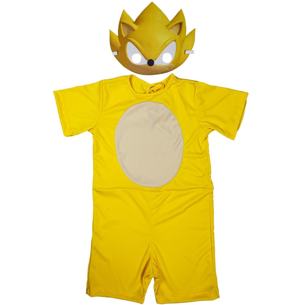 Fantasia Super Sonic Infantil Curta Amarelo Com Máscara - Ri Happy