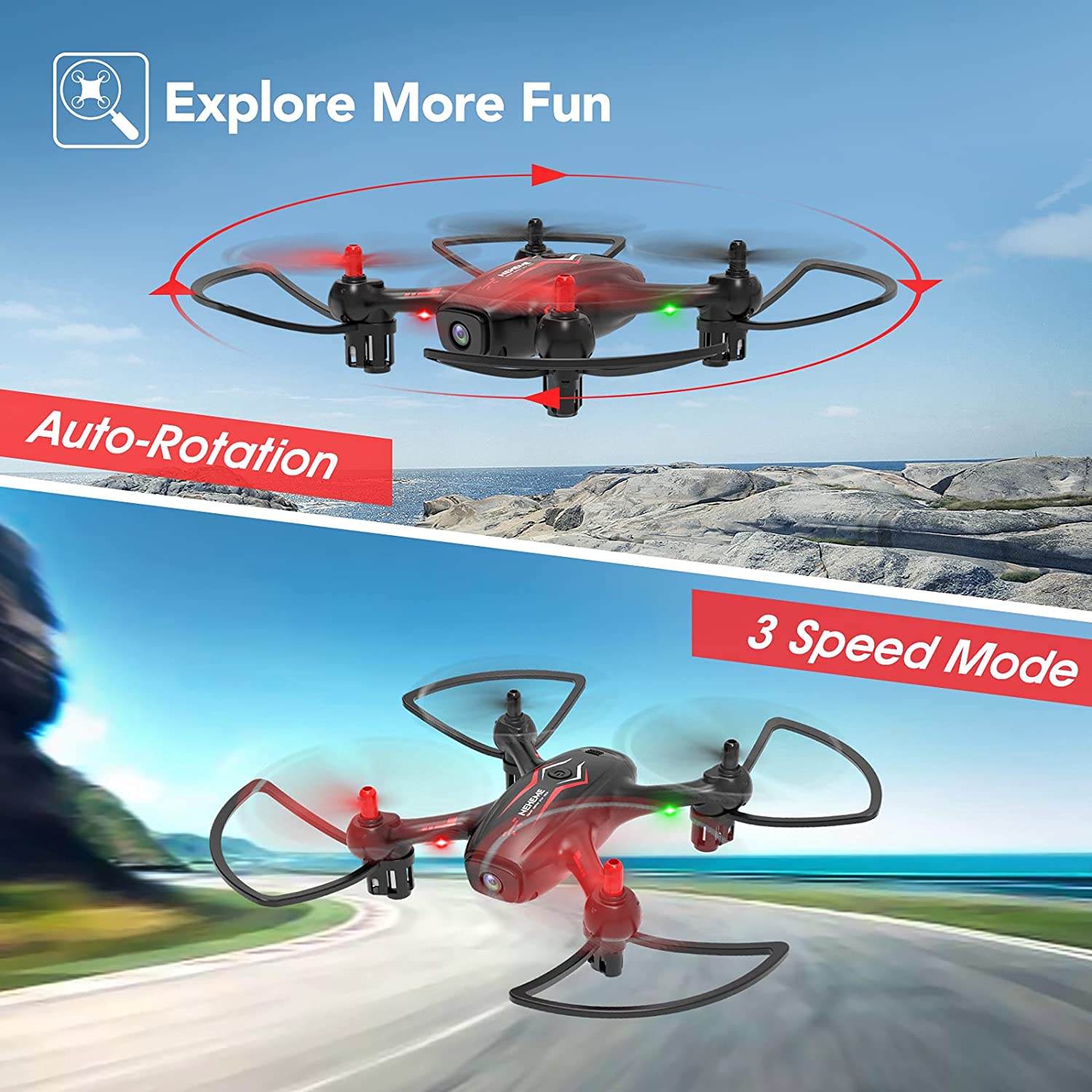 quadrirotor RC avec capteur de gravité mode sans tête drone de décollage/atterrissage à une touche pour adultes/enfants mini drone avec vidéo en direct FPV Drone NEHEME NH530 avec caméra HD 720P 