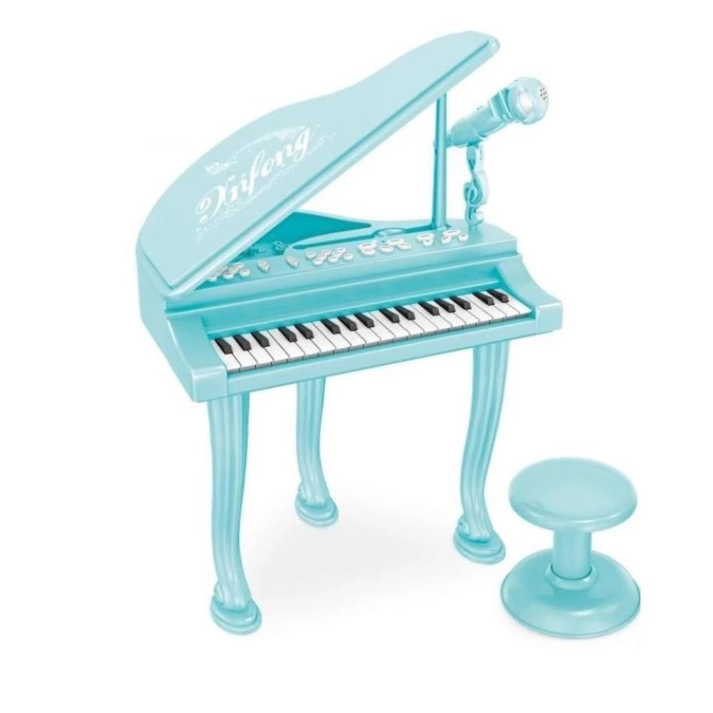 Piano Eletrônico Teclado Infantil Com Microfone Suporte Verde - Ri Happy