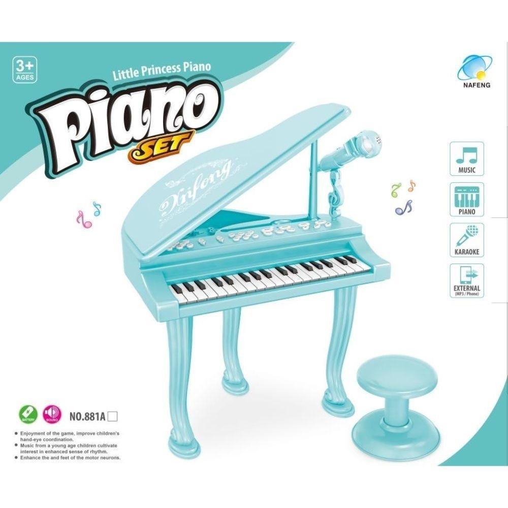 Piano teclado brinquedo infantil microfone musical com banco