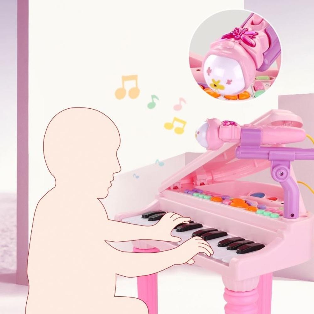TECLADO INFANTIL PIANO COM MICROFONE GRAVADOR KARAOKE 37 TECLAS MUSICAL  ESTILO PROFISSIONAL Preto - Ri Happy