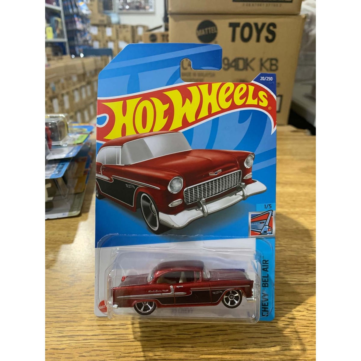 Hot Wheels 55 Chevy ミニカー Hot Wheels 2022 - '55 Chevy - RED - Chevy Bel Air 1/5 - 20