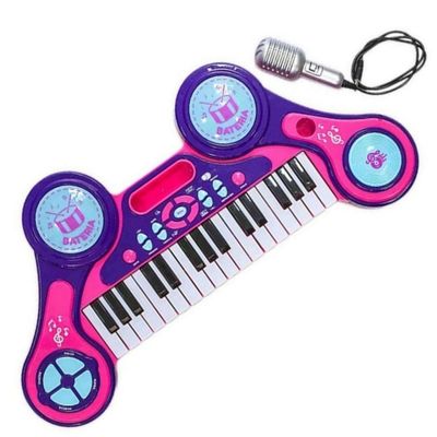 Piano Eletrônico Teclado Infantil Com Microfone Suporte Verde - Ri Happy
