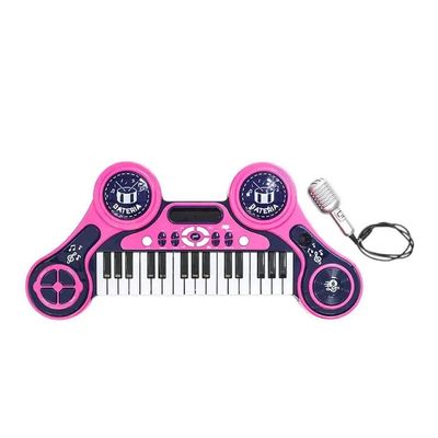 Piano Eletrônico Teclado Infantil Com Microfone Suporte Rosa - Ri Happy