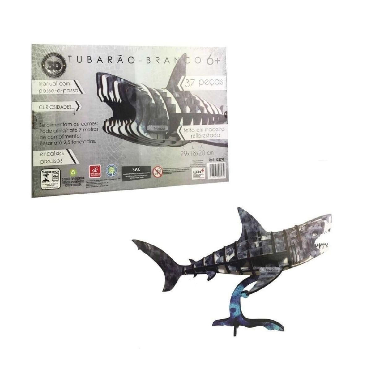 Quebra-Cabeça de Madeira Progressivo Club Shark com 6 Quebra