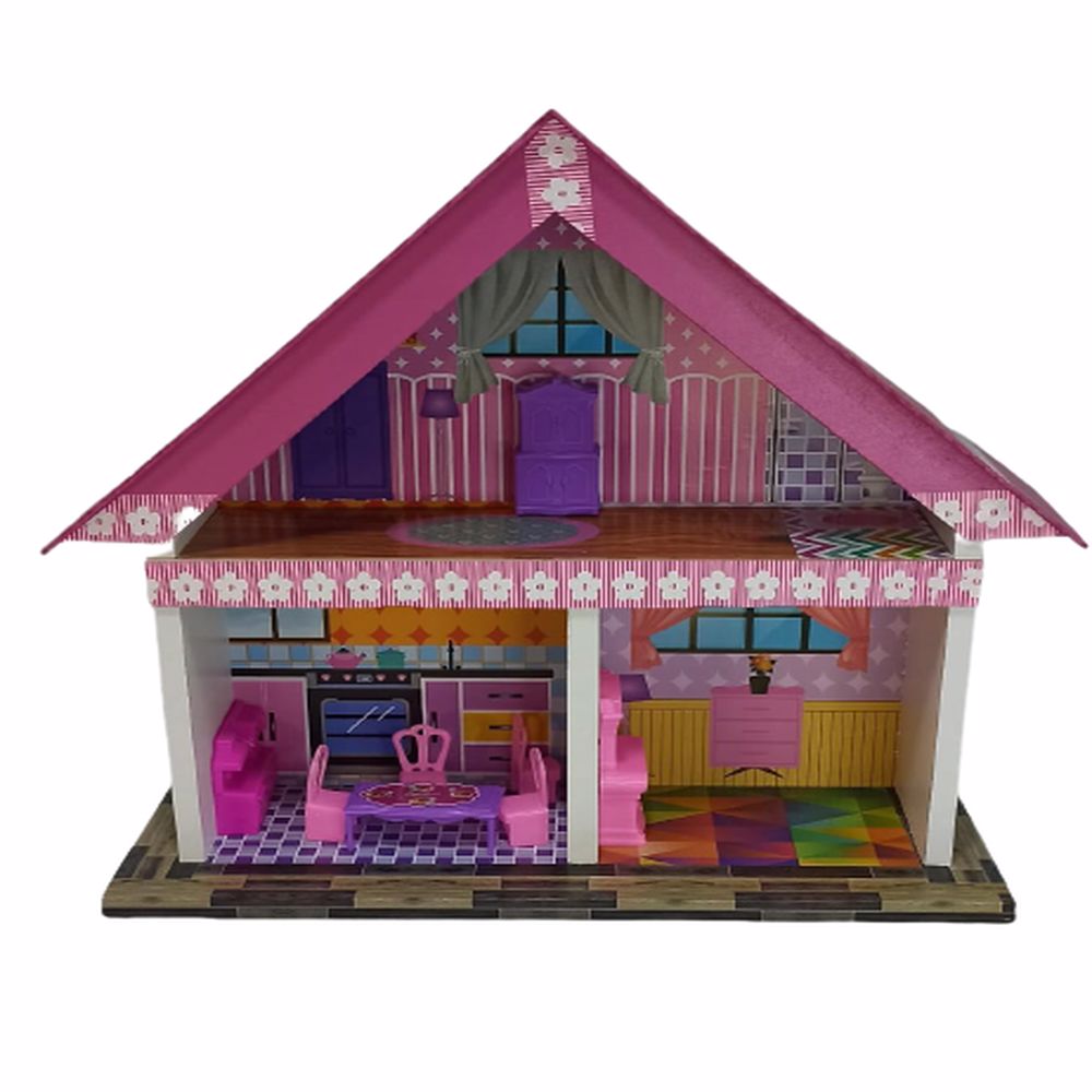 Casa casinha bonecas polly barbie madeira pintado e adesivado - Ri